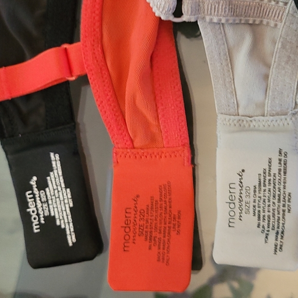 Modern Movement underwire bras size 32d. Top black is 34d.  All for 1 price. - Picture 2 of 3